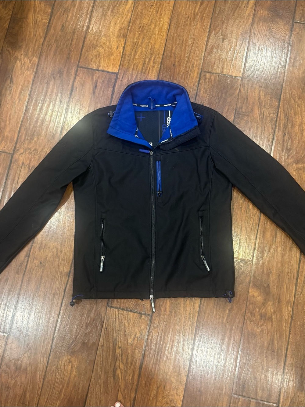 Superdry Men's Black Performance Jacket with Blue Lining